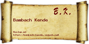 Bambach Kende névjegykártya